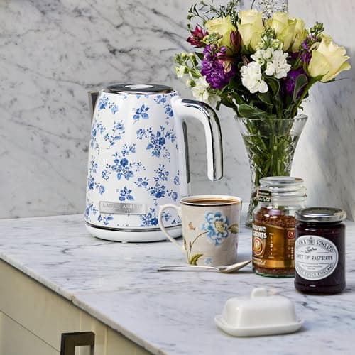 Laura Ashley Stainless Steel Electric Kettle 1.7 Liter - 1500W Rapid Boil Electric Kettles for Boiling Water - Electric Tea Kettles Automatic Shut Off - Overheat & Boil Dry Protection Jug Kettle 8