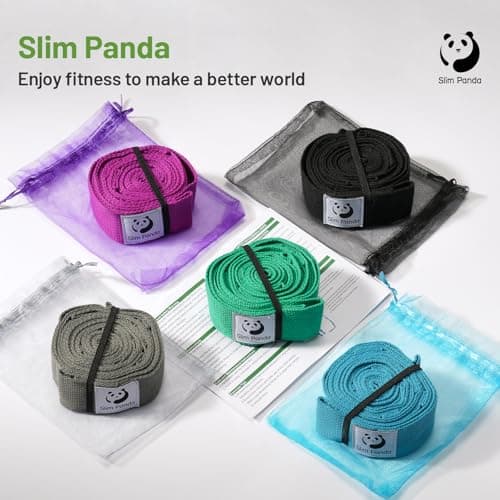 Slim Panda Stretching Strap with Loops, 10 Loops Yoga Strap for Stretching, Non-Elastic Stretch Strap with Exercise Guide Book for Pilates, Leg Stretch, Physical Therapy, Flexibility, Gymnastics 7