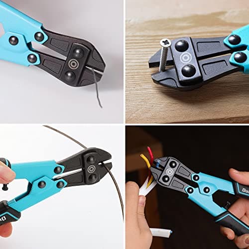 DURATECH 8-inch Mini Bolt Cutter with Bi-Material Ergonomic Handle Grip, Security Lock, Chrome Vanadium Steel Blade for Wire, Cables, Chains, Small Screws 6