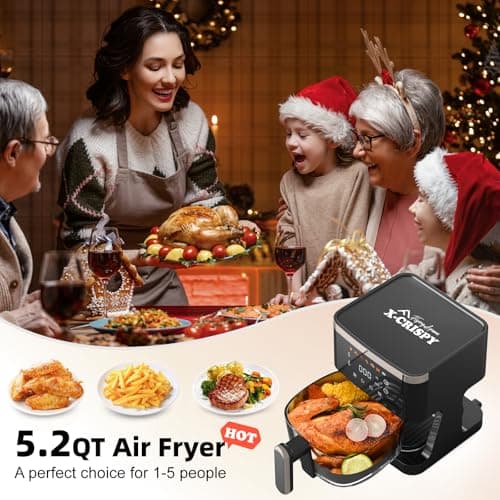 APSARAS USA Air Fryer Glass, 5.2QT Convection Oven Glass Air Fryer Non Toxic, Transparent Fry Bowl | Cook Shrimp, Steak, Fries, Wings, Chicken & More | Precise Temperature Control & Time 4