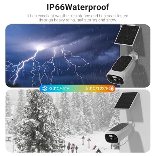Rraycom 2.5K Solar Security Cameras Wireless Outdoor, Tuya Smart Camera,2-Way Talk, Color Night Vision, PIR Motion Detection,Spotlight/Siren, Alexa, Waterproof,No Monthly Fee 9