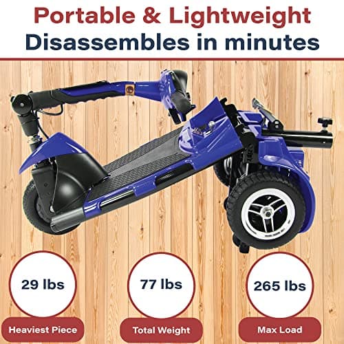 Zipr Roo 3 Wheel Mobility Scooter - Electric Powered Mobile Wheelchair Medical Aid - Folding Collapsible Compact for Travel, Seniors, Adults - Long Range Battery with Charger Basket Included 5
