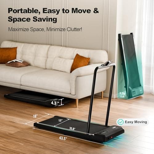 MoonFox Walking Pad Treadmill, 3 in 1 Under Desk Treadmill for Home Office w/2.5HP Motor/4.0MPH/45dB, Walking Pad w/Safety Handle/Remote/LED Display, Portable Treadmills Supports Up to 300lbs, Black 5