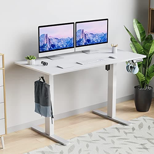 Sweetcrispy Electric Standing Desk, 55 x 24in Adjustable Height Electric Stand up Desk Standing Computer Desk Home Office Desk Ergonomic Workstation with 3 Memory Controller, White 8