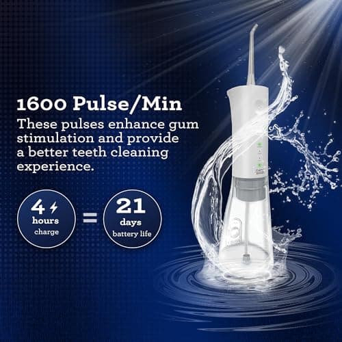 GuruNanda Advanced Dental Water Flosser 2.0 with Replacement Tips, Cordless & Portable, 300 ml Water Tank, 3 Modes, Rechargeable for Healthy Teeth and Gums 6