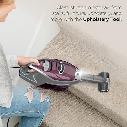 Shark HV322 Rocket Pet Plus Corded Stick Vacuum with LED Headlights, XL Dust Cup, Lightweight, Perfect for Pet Hair Pickup, Converts to a Hand Vacuum, with (2) Pet Attachments, Bordeaux/Silver 6