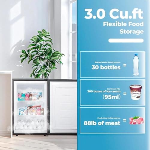 Electactic 3.0 Cu.ft Small Freezer, Mini Upright Freezer with Adjustable Thermostat, Removable Shelves, Reversible Single Door, for Bedroom/Home/Dorms/Apartment, Sanded Black 6