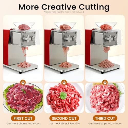 JINHZIXIU Commercial Meat Slicer 1100W Meat Cutter Machine for Home 3.5mm Blade Electric Meat Cutter Automatic Shredding Machine for Boneless Fresh Meat 6