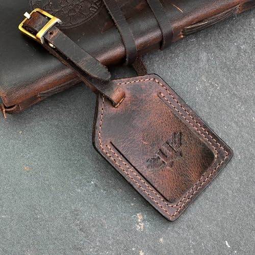 Genuine Leather Luggage Tag - TSA Approved Suitcase ID Tags, Baggage Identifiers for Men Women with Privacy Cover | Travel Suitcase Tags | Pack of 3 - Assorted Colors 5