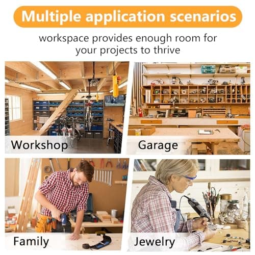 60" Rubber Wood Workbench, Heavy Duty Work Bench with Drawer & Shelf, Work Bench Table for Garage, Workshop, Home Storage, Woodworking Bench, 330 lbs Weight Capacity (60") 7