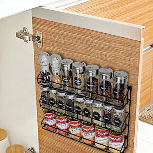 SUFAUY Wall Mounted Spice Rack, 6 Tier Heavy-Duty Metal Shelf for Kitchen Pantry, Black 6