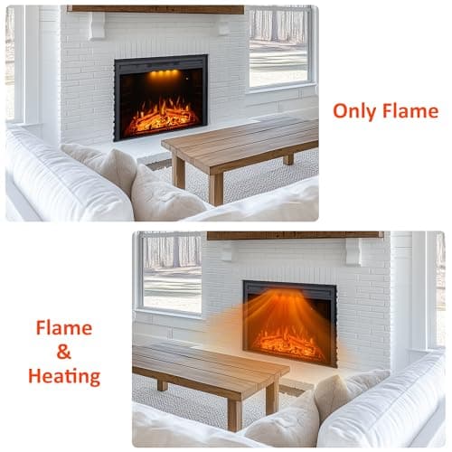 Valuxhome Electric Fireplace, 33 Inches Electric Fireplace Insert, Fireplace Heater with Overheating Protection, Fire Crackling Sound, Remote Control, 750/1500W, Black 8