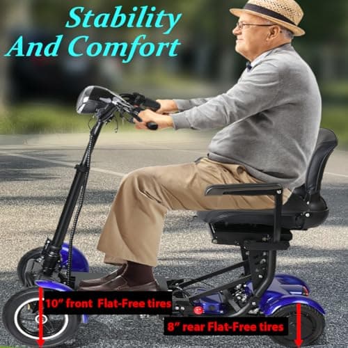 Mobility Scooter for Seniors & Adults – Lightweight Folding 4-Wheel Electric Scooter with Basket, 500W Dual Motor, 11MPH, 30-Mile Range, 3-Speed Modes, Compact Foldable Mobiltiy Scooters 5