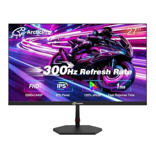ArcticPro 27 inch 300Hz 240Hz Gaming Monitor, FHD 1080p, 1ms, PC Monitor Gaming, IPS, Adaptive sync, PC Computer Monitor, sRGB 125%, Ultra Slim, DP x2, HDMI x2, VESA Support, with DP cable up to 300Hz