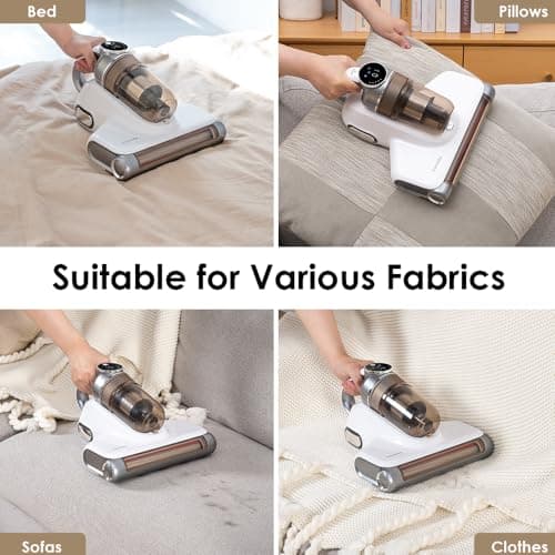 VersLife Cordless Mattress Vacuum Cleaner, UV Bed Vacuum, 18Kpa Suction HEPA Filter 253.7nm UV-C Light & 80000 Times/Min Tapping Handheld Vacuum for Bed Cleaning & Fabric Sofa(M6, Cordless) 7