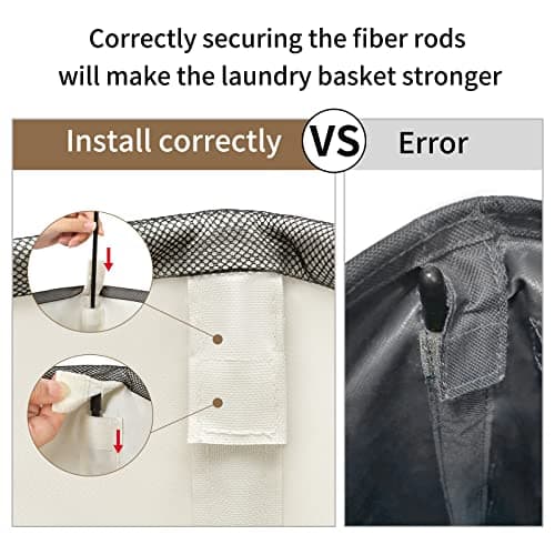 Chrislley 45L Slim Laundry Hamper with Wheels Narrow Rolling Laundry Basket Foldable Dirty Clothes Portable Skinny Hamper Organizer Storage Bins (23.2 inches, Beige 1) 7