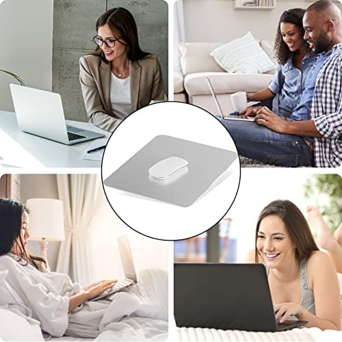 Liboer Aluminum Mouse Mat, Double Sided Material, Hard for Desk, Laptop, Computer, Office and Gaming, Silver 5