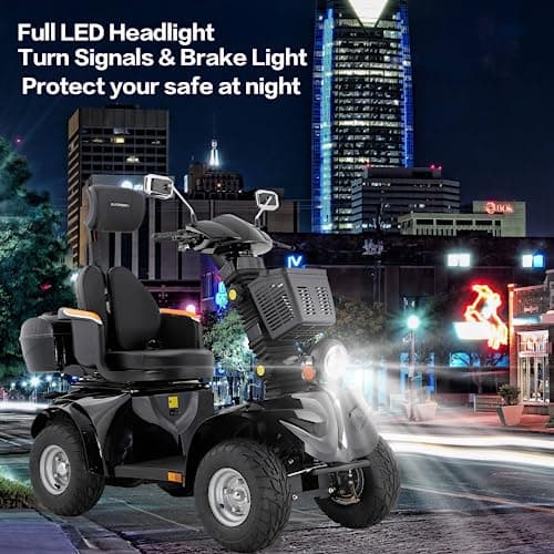 WIILAYOK Heavy Duty 4 Wheels Mobility Scooter, All Terrain Electric Mobility Scooters for Seniors and Adults, 1000W Motor, Fat Tire, Adjustable Handle and Seats, 500lbs Capacity, 31-36 Miles of Range 2