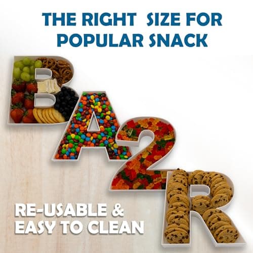 10" Reusable Plastic Box Form Tray Display for Treats, Charcuterie, Cake Pop, Candy, Charcuterie Box, Custom Charcuterie Letters Fillable - Reusable Letter Box - (White Plastic, R) 6