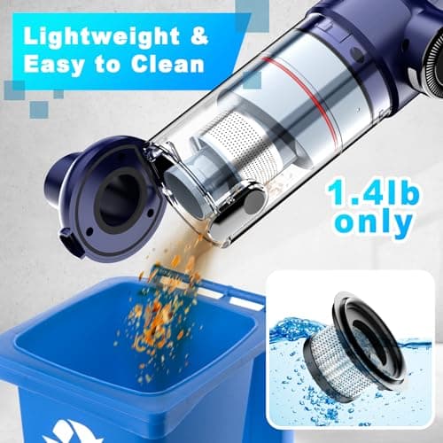 MONOZEL Handheld Vacuum Cordless - Car Vacuum Cleaner with Brushless Motor, 15000Pa Powerful Suction with LED Light, Type C Cable, 2 Fliters, Portable Hand Vacuum for Home, Car, and Office 6