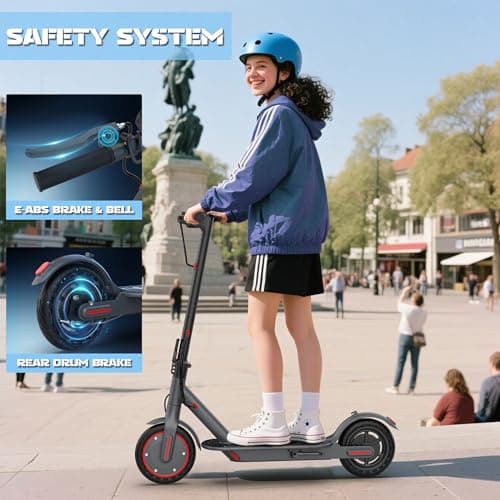 WERHY Foldable Electric Scooter, 350W Motor, Max 12Miles Long Range, 19 MPH Max Speed, 8.5" Solid Tire, Lightweight Foldable E-Scooter with Dual Braking, Digital Display, Cruise Control 5