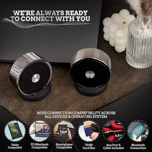 Bluetooth Speaker Set: Wireless Stereo Dual Pairing Portable Twin TWS System With Big Rich Bass Hi-Fi Multi-Room Indoor Outdoor Use Home Deck Pool Work Travel Party Camping Gift Decor Idea (Chrome) 8