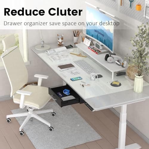 UNITEDPOWER Under Desk Drawer Storage, Pull-Out Office Hidden Counter Drawer, Metal Sliding Organizer Mount Below Table for Standing Electric Adjustable Height Desk, Black 6