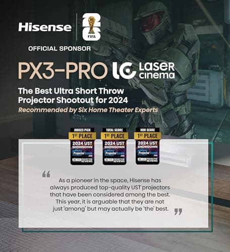 Hisense PX3-PRO Ultra Short Throw Triple Laser Projector, 4K UHD, 80” – 150”, 3,000 Lumens, 3000:1 Contrast, Dolby Vision & Atmos, IMAX Enhanced, 240 High Refresh Rate, Google TV, Designed for Xbox 24