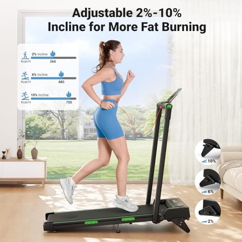 THERUN Walking Pad, 2 in 1 Foldable Treadmills for Home, 2.5HP Under Desk with Handle Bar, 16" Widened Running Belt, with Remote Control & LED Touch Screen 2