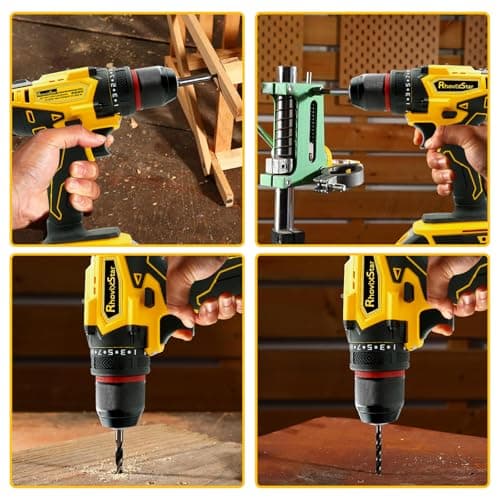 RhovixStar Electric Drill Set with Battery and Charger, Power Drill Tool Set 20V, 3/8-Inch Keyless Chuck, Variable Speed 5