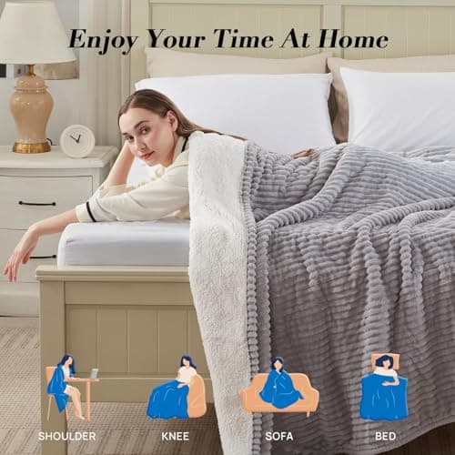 Westinghouse King Size Heated Blanket, Soft Flannel to Sherpa Reversible Electric Blanket King Size with 10 Heating Levels & 1-12 Hours Auto Shut Off, Machine Washable, (100" x 90", Light Grey) 8