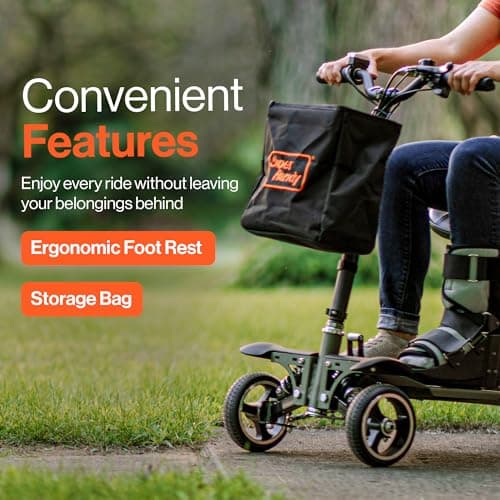 SuperHandy Passport Pro Mobility Scooter - Foldable Aluminum Frame, 4 Wheels, Includes 2 48V 2Ah Li-Ion Batteries & Charger, Supports up to 330 Lbs [Patent Pending] (Dark Green & Sand, 330 Lbs) 6