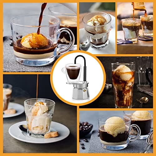 MVPLUE-Mini Express Swiss Single Tube Moka Pot Aluminum Silver，Moka Set includes One Double Wall 3oz Cup,Enjoy delicious coffee in no time 8