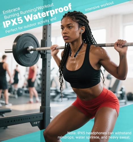 Hmusic H08 Neckband Headphones Bluetooth 6.0,Wireless Neckband Earbuds,Voice Return Mic,35H Battery Life,IPX5 Waterproof,Power Display,Call Alerts,Around the Neck Magnetic Earphones for Singing,Sports 6