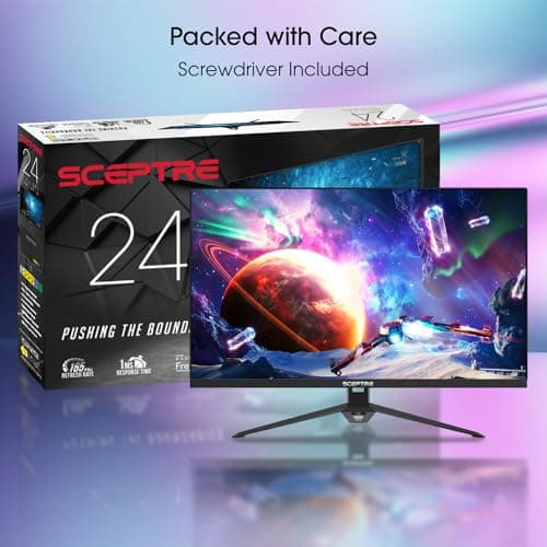 Sceptre IPS 24” Gaming Monitor 165Hz 144Hz Full HD (1920 x 1080) FreeSync Eye Care FPS RTS DisplayPort HDMI Build-in Speakers, Machine Black 2020 (E248B-FPT168),IPS 24" 165Hz 5