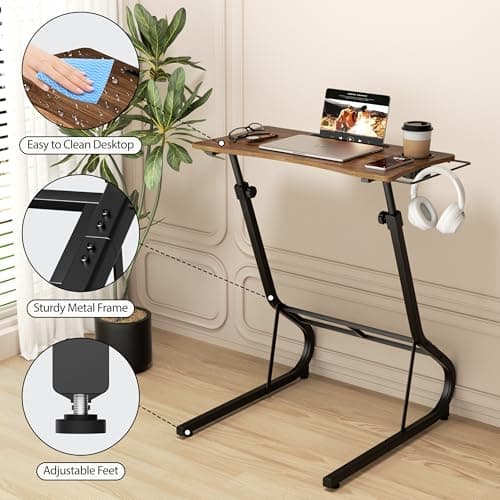 GRLEAF Adjustable Height Standing Desk for Walking Pad Treadmill, Desk for Laptop with Cup Holder, Desk for Bike/Cycling, Used for Bedrooms and Offices (Vintage Brown) 7