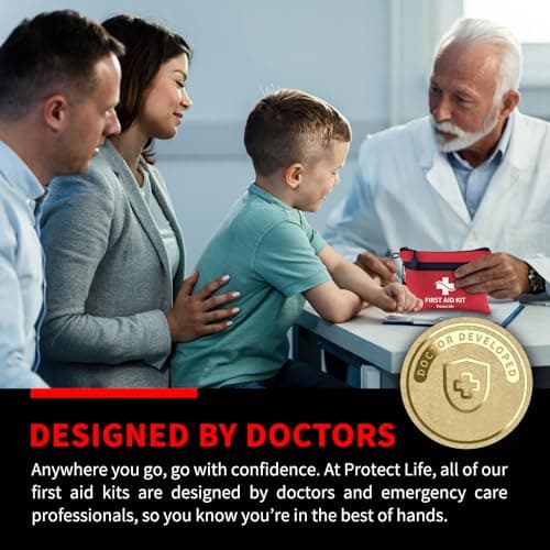 Protect Life First Aid Kit, Travel First Aid Kit for Car, 100 Piece Compact Emergency Preparedness Starter Kit for Home, Office, Camping, Hiking 5