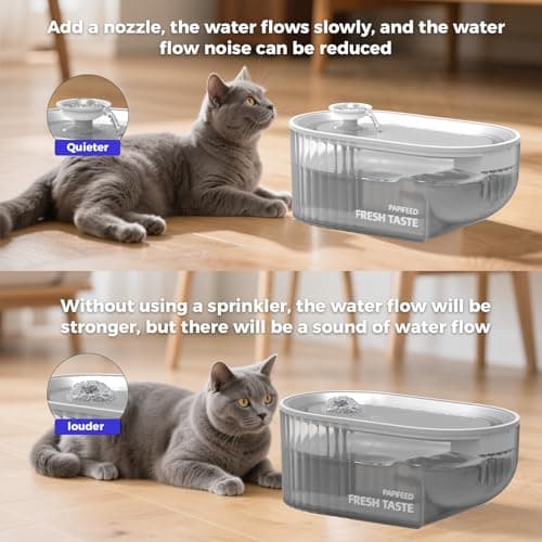 PAPIFEED Cat Water Fountain, 84oz/2.5L Automatic Pet Water Fountain Dog Water Dispenser with a Stainless Steel Tray, Easy Cleaning for Cats, Dogs, LED Light - Black 2