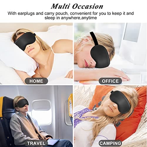 Cavoilu Eye Mask, Cooling Sleep Mask Gel Eye Mask for Sleeping, Black Silk Sleeping Mask for Travel, Gifts for Men Women, Stocking Stuffers 6