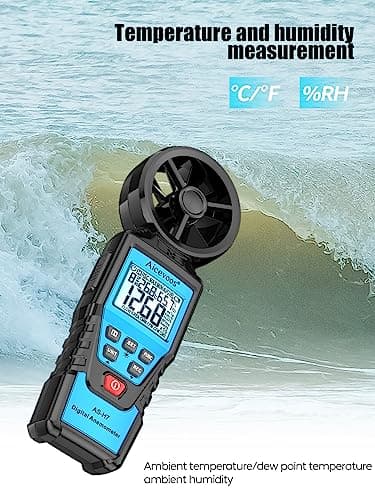 Aicevoos H7 Digital Anemometer Handheld Wind Speed Meter for HVAC, Measures Wind Speed Wind Flow Temperature and Humidity CFM Air Flow Velocity Meter with Big Backlit LCD Screen 5