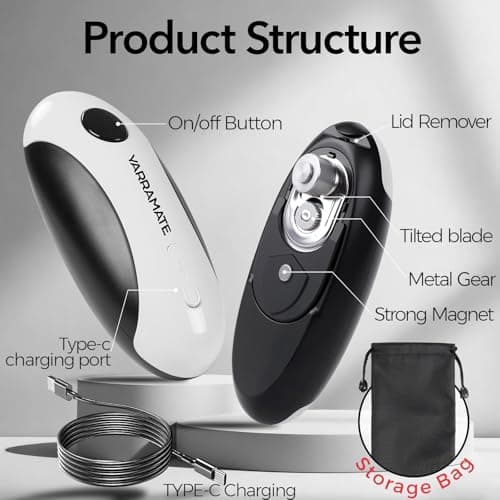 YARRAMATE Electric Can Opener, One Touch Rechargeable Automatic Can Openers for Kitchen Fits All Cans Sizes - Smooth Edge, Hands-Free for Seniors | With Storage Bag, Portable for Travel 9