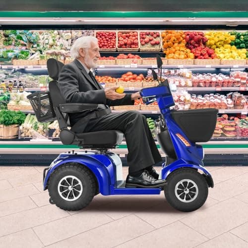 MS09 MAX All-Terrain 1000W Electric Mobility Scooter for Adults & Seniors, 500 LBS Load, 32 Miles Range Heavy-Duty Powered Wheelchair with Bluetooth, Front & Rear Storage Baskets, Off-Road Suspension 9