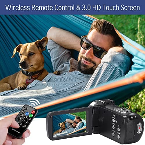 Camcorder Video Camera 4K Ultra 48MP with IR Night Vision,18X Digital Zoom Camcorder Recorder 3" 270° Rotation Touch screen Vlogging Camera for YouTube with Remote Control,2 Batteries,32GB SD Card 5