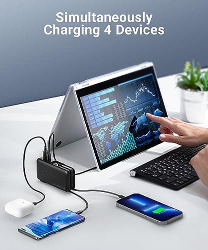 QiSa Portable Charger, Power Bank, 16000mAh Power Bank Built-in AC Wall Plug and Cables, PD 30W and QC4.0 Fast Charger for iPhone and Android Phones and Most Electronic Devices (Black) 5