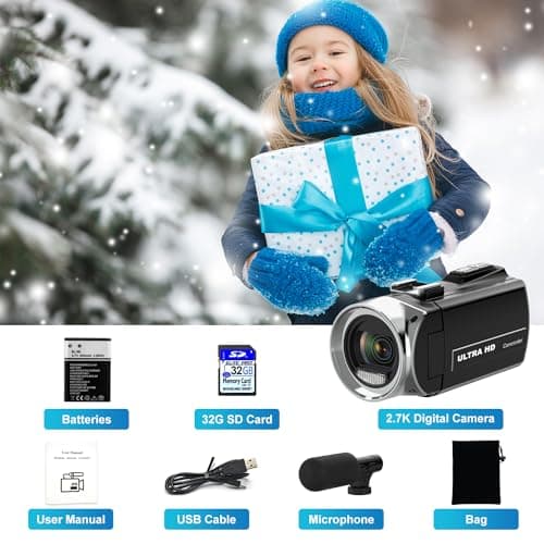 Weochi Video Camera Camcorder Ultra HD 4K 48MP Digital Cameras Recorder for YouTube TikTok 3 Inch 270 Degree Rotation Screen 18X Zoom Vlogging Camcorders for Kids,Teens,Students,Beginners,Elders 7
