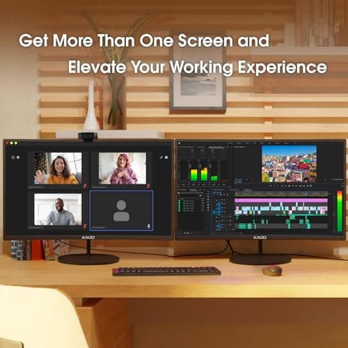 Kado Dual Monitor Setup - 2-Pack 24" Curved 1920x1080 Computer Monitor 1500R 75Hz VESA Mount HDMI Office Gaming Hybrid Built-in Speakers (C24X Dual Series) 6