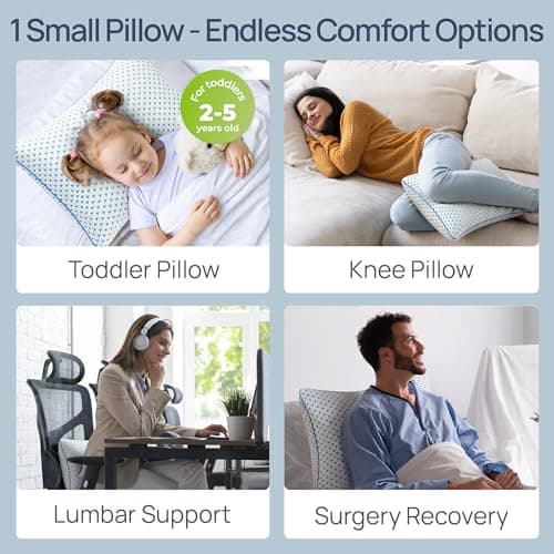 Small Cooling Memory Foam Pillow for Travel & Camping, Compressible Adjustable Pillow for Medium Firm Neck Knee Lumbar Support,Washable, Ideal Sleeping, Car, Airplane, Toddler & Backpacking, Gifts 9