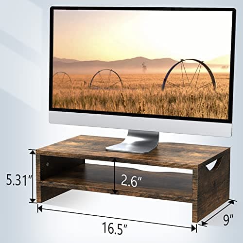 Zimilar Monitor Stand Riser, 2 Tiers Laptop Computer Monitor Riser for PC Screen, iMac, Desktop Wooden Screen Monitor Stand Riser with Storage for Home Office 6