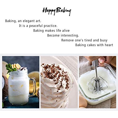 Stainless Steel Egg Whisk, Hand Push Rotary Whisk Blender, Versatile Milk Frother, Hand Push Mixer Stirrer for Blending, Whisking, Beating & Stirring (12in) 5