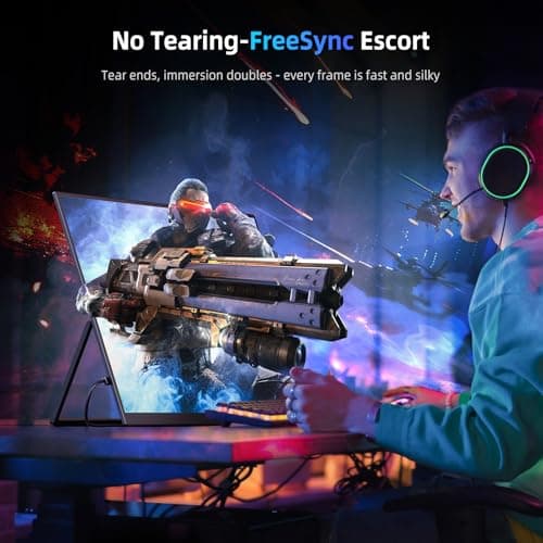 Portable Monitor 18.5” | 120HZ 1ms Gaming Monitor | 125% sRGB | FreeSync, HDR | 350Nits | USB-C & HDMI | VESA & Stand | Large Travel External Second Screen for Laptop, Computer, Game Consoles 5